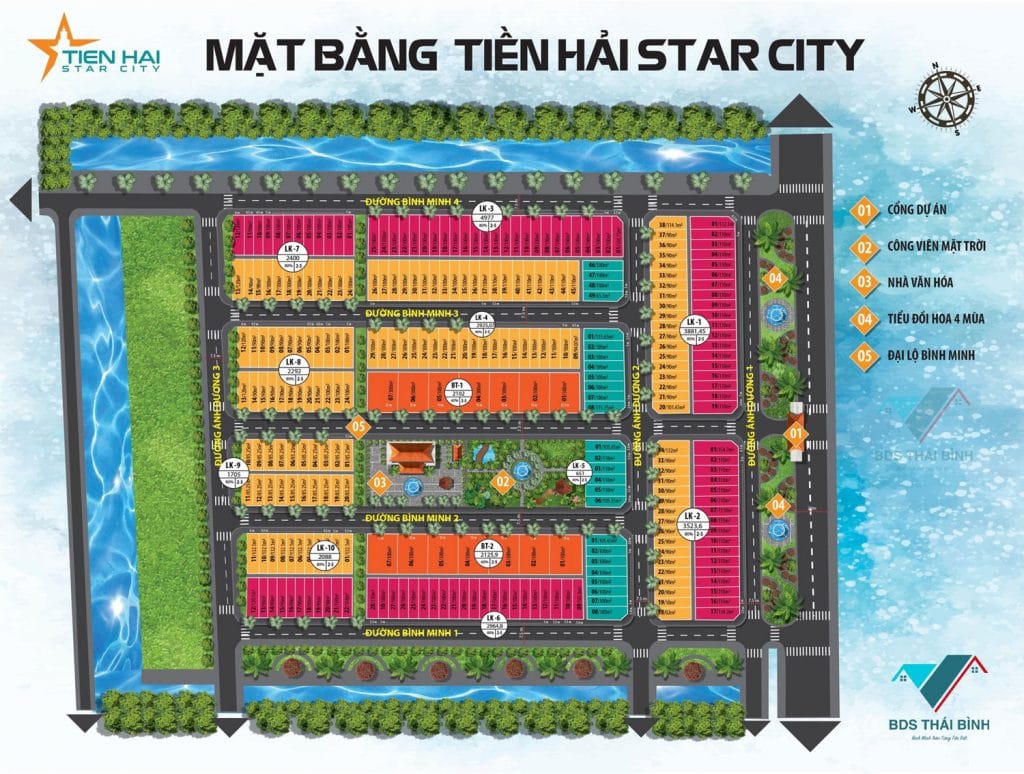 Mặt bằng phân lô dự án đất nền Bắc Đồng Đầm - KDT Tiền Hải Star City