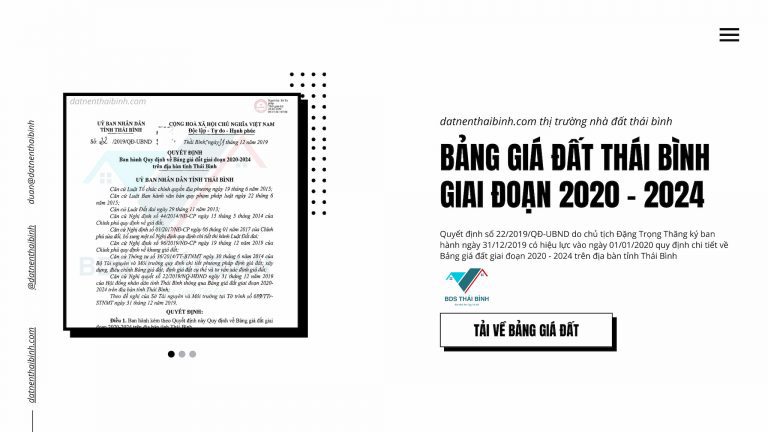 Bảng giá đất tỉnh Thái Bình giai đoạn 2020-2024