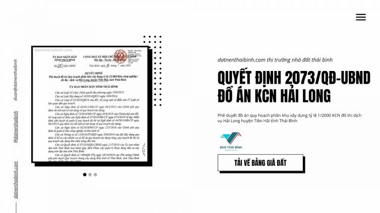 Quyết định 2073/QĐ-UBND đồ án KCN Hải Long huyện Tiền Hải tỉnh Thái Bình